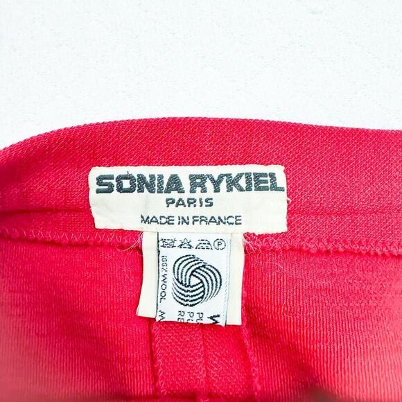 Sonia Rykiel 100% Wool Red Straight Pencil Skirt Back Bow France Size 6-8 - Picture 3 of 7